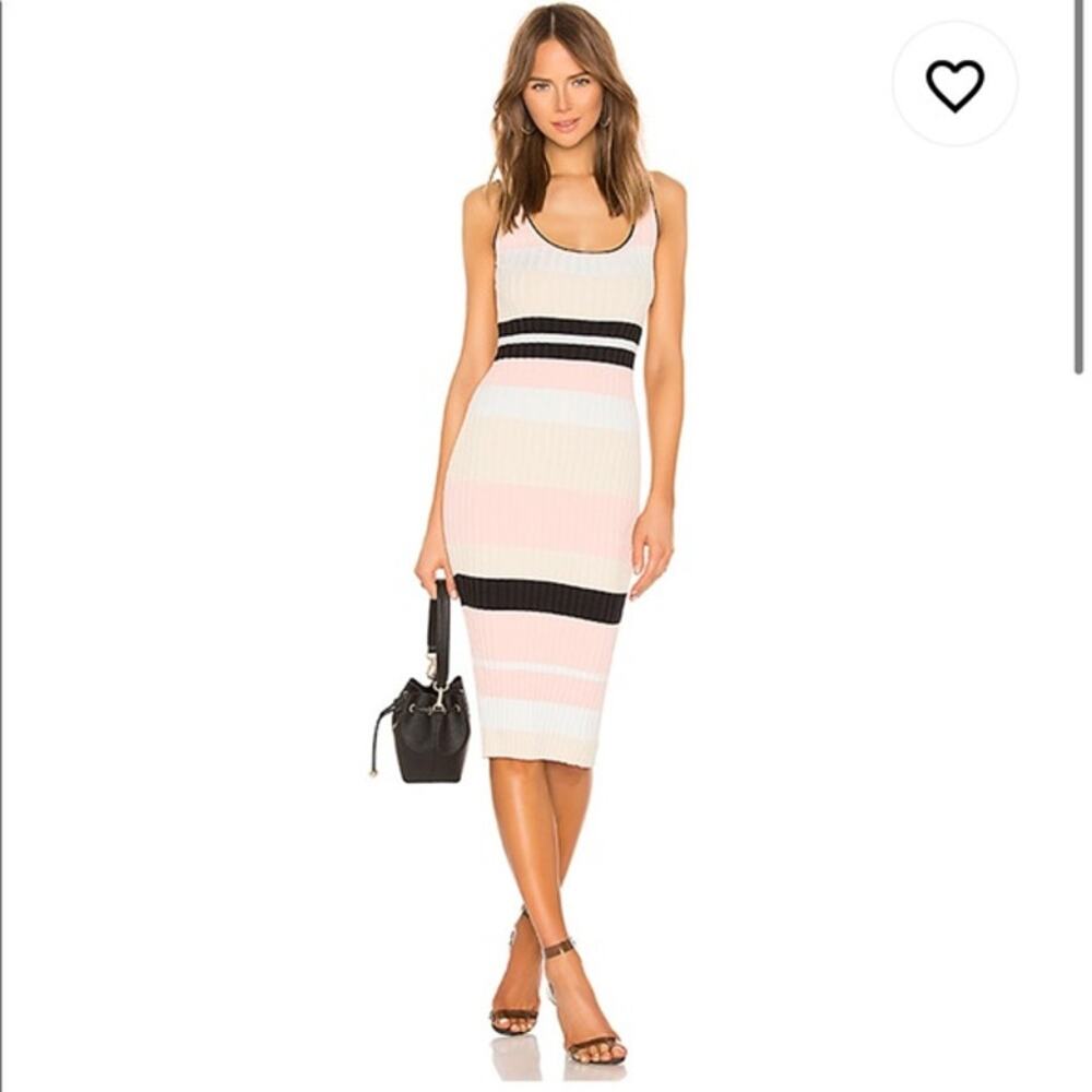 Superdown Striped Midi Dress in Pink cream and black